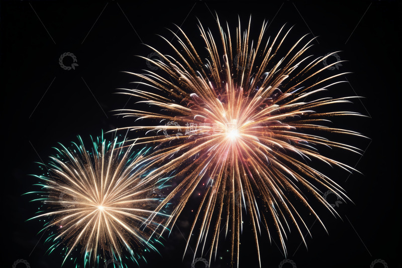 高清大图下载【趣麦麦图】夜空中绽放的绚丽烟花