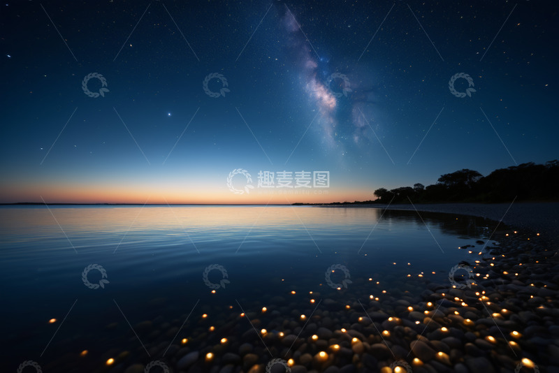 高清大图下载【趣麦麦图】湖畔星空夜景
