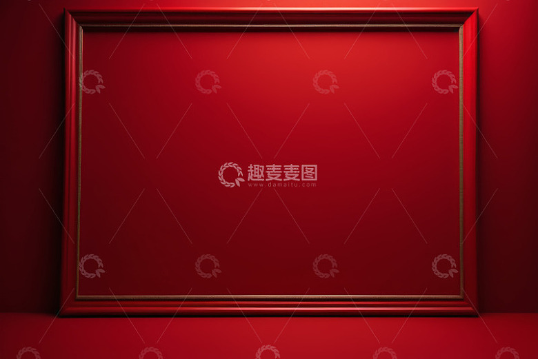 红色背景上的装饰画框架