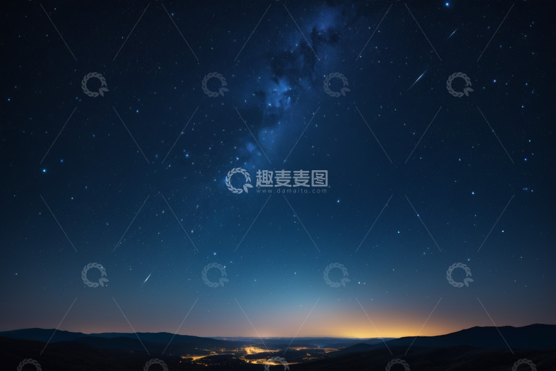 高清大图下载【趣麦麦图】夜空繁星与城市灯火景观