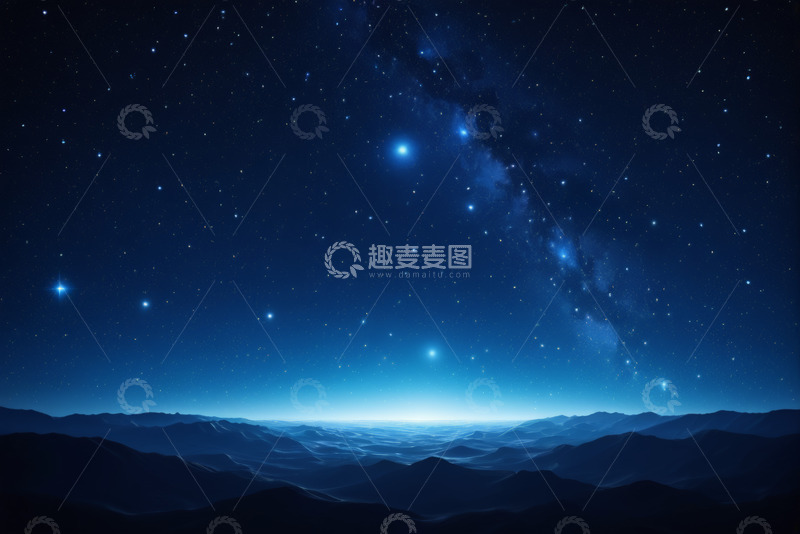 高清大图下载【趣麦麦图】夜空繁星下的山脉景观
