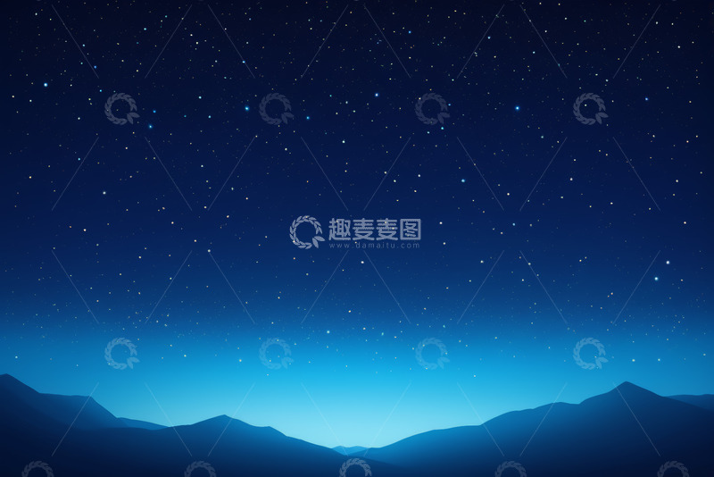 高清大图下载【趣麦麦图】夜空下连绵山脉的自然景观