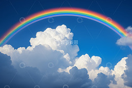 蓝天白云间的彩虹景观
