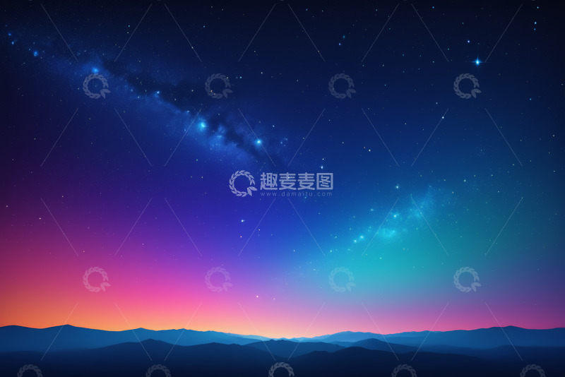 高清大图下载【趣麦麦图】星空下的山脉夜景