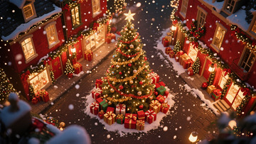 创意节日圣诞节圣诞树卡通背景图