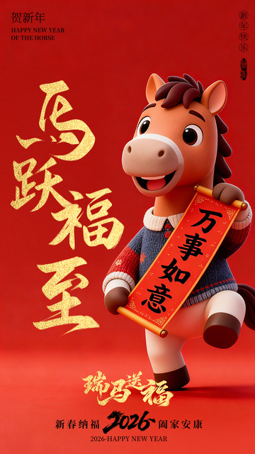 3D马年简约海报