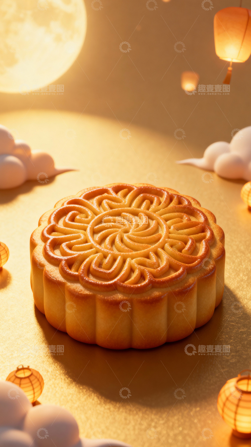 高清大图下载【趣麦麦图】中秋节月饼背景_竖屏022