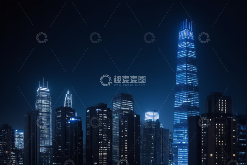 高清大图下载【趣麦麦图】夜晚现代城市高楼景观