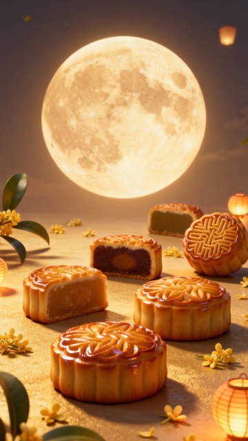 中秋节月饼背景_竖屏054