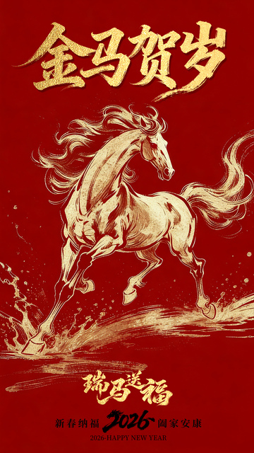简约马年新春海报