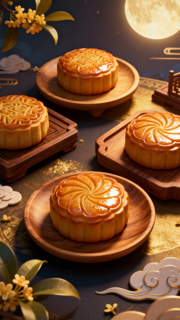 中秋节月饼背景_竖屏058