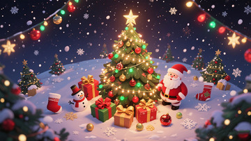 创意节日圣诞节卡通背景图