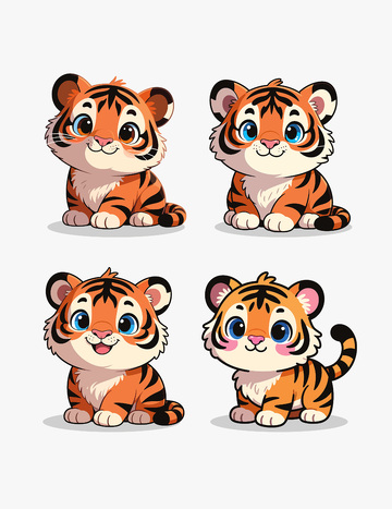 矢量可爱小老虎插画