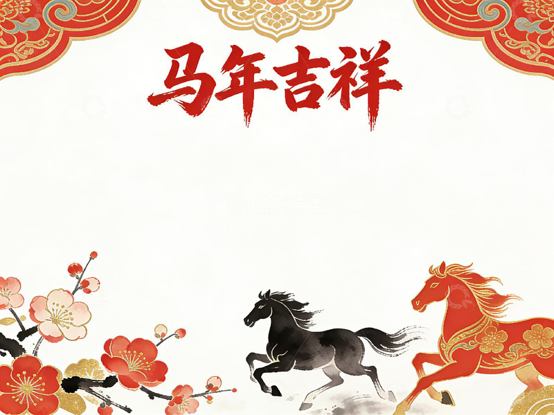 高清大图下载【趣麦麦图】马年吉祥祝福海报