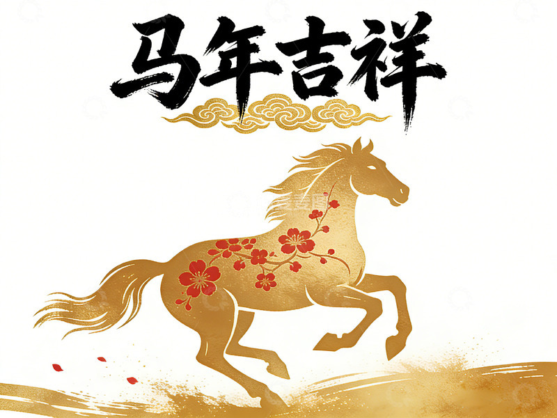 高清大图下载【趣麦麦图】马年吉祥艺术插画
