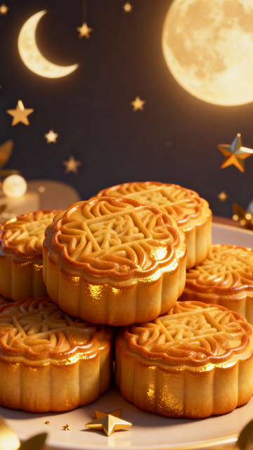 中秋节月饼背景_竖屏065