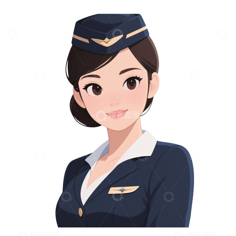高清大图下载【趣麦麦图】三八妇女节妇女空姐形象免抠元素