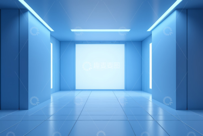 高清大图下载【趣麦麦图】蓝色现代室内空间场景