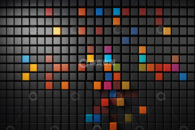 高清大图下载【趣麦麦图】彩色立方体抽象背景图案