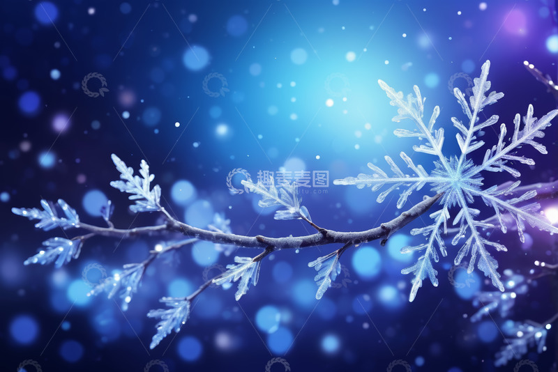 高清大图下载【趣麦麦图】枝头雪花背景图