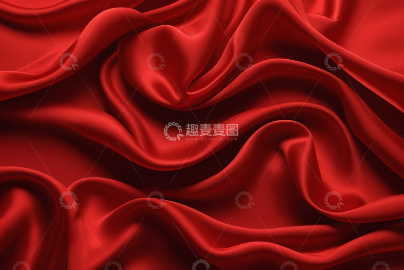 高清大图下载【趣麦麦图】红色丝绸褶皱纹理素材