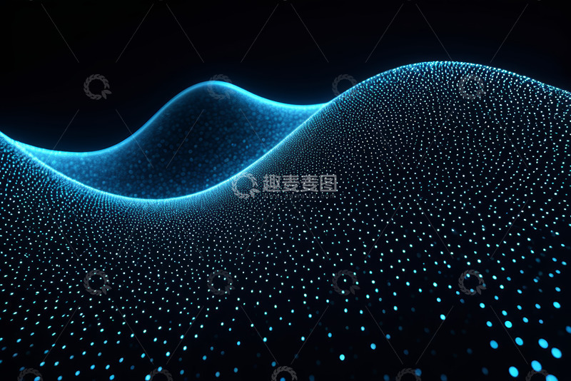 高清大图下载【趣麦麦图】蓝色粒子波浪抽象背景