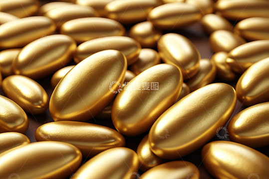金色胶囊特写素材