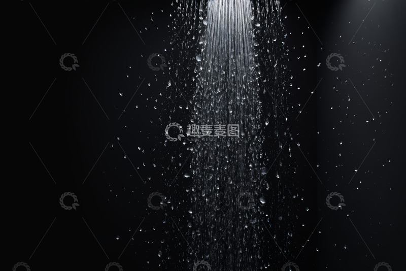 高清大图下载【趣麦麦图】黑色背景下流动的水滴