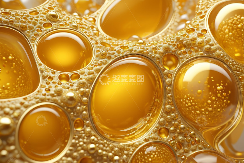 高清大图下载【趣麦麦图】金色液体气泡微距特写