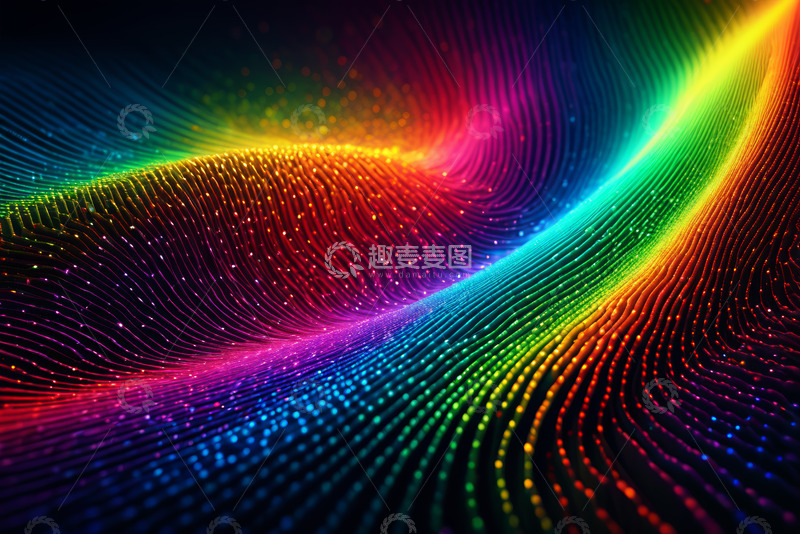 高清大图下载【趣麦麦图】彩色粒子抽象发光背景