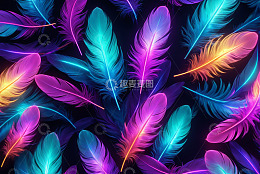 炫彩发光羽毛背景图案