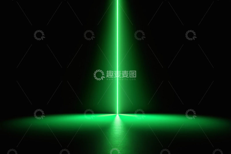 高清大图下载【趣麦麦图】黑色背景下绿色激光束