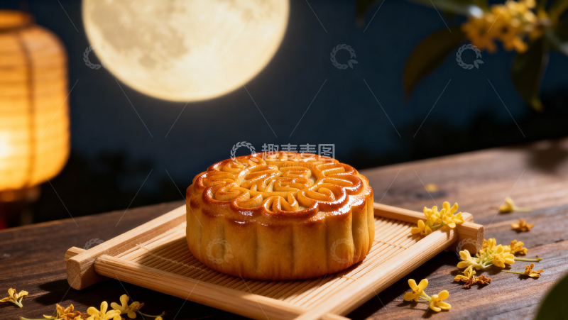 高清大图下载【趣麦麦图】中秋节月饼背景003