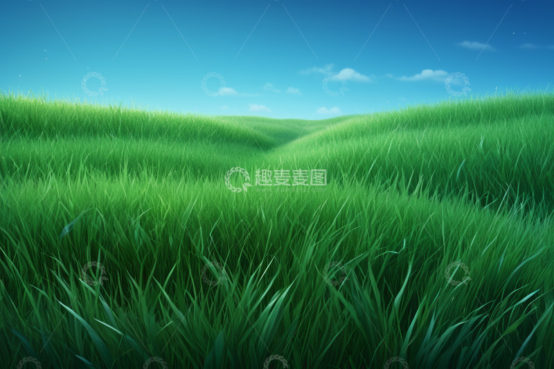 高清大图下载【趣麦麦图】广阔绿色草地与蓝天景象