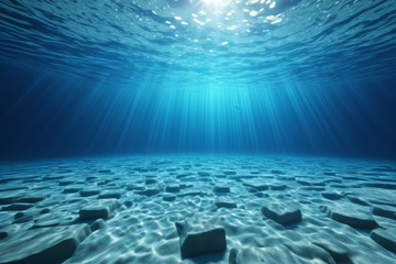 海底阳光照射石块场景