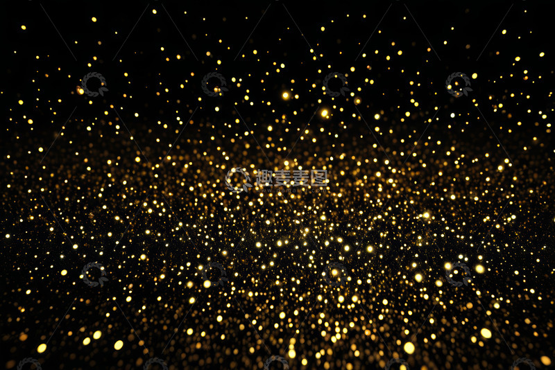 高清大图下载【趣麦麦图】黑色背景金色粒子发光素材