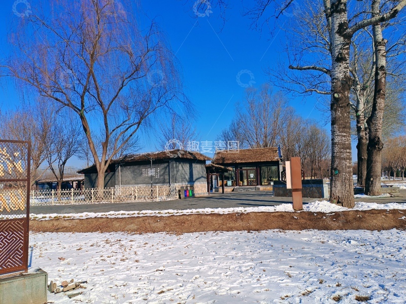高清大图下载【趣麦麦图】冬日乡村建筑风光