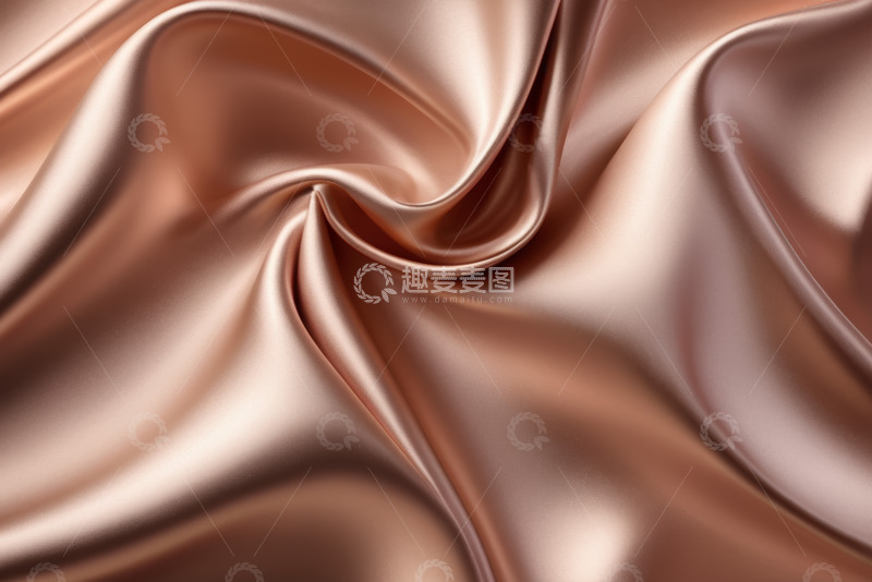 高清大图下载【趣麦麦图】玫瑰金色丝绸褶皱纹理素材