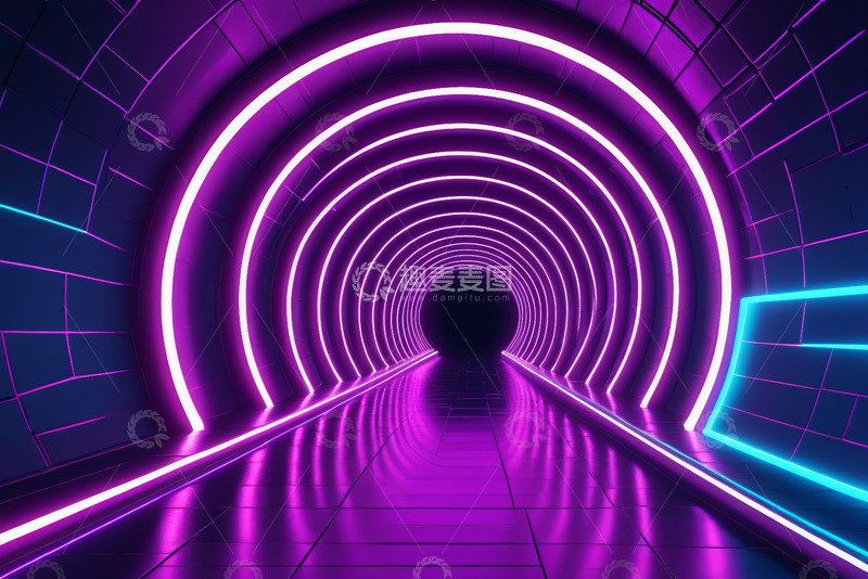 高清大图下载【趣麦麦图】霓虹发光科技感隧道场景