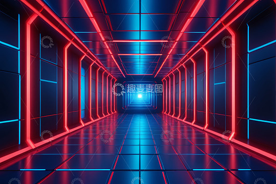 未来感发光霓虹科技走廊