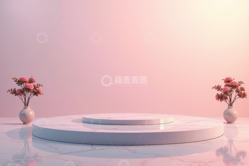 高清大图下载【趣麦麦图】粉色背景圆形展示台场景