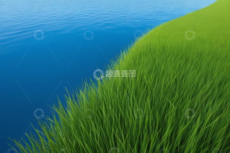 高清大图下载【趣麦麦图】水边绿色草地自然景观