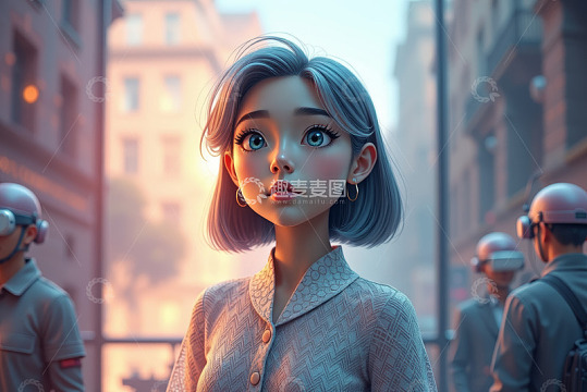 街头动漫风格女孩特写