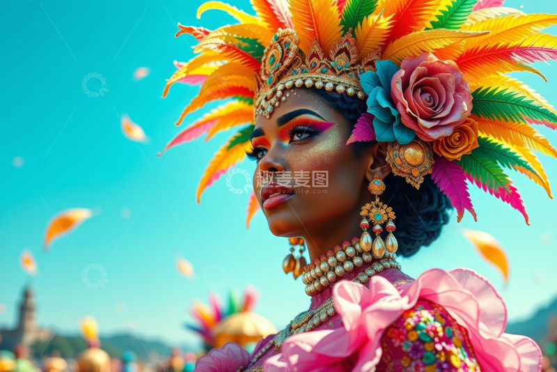 高清大图下载【趣麦麦图】狂欢节上盛装打扮的女性