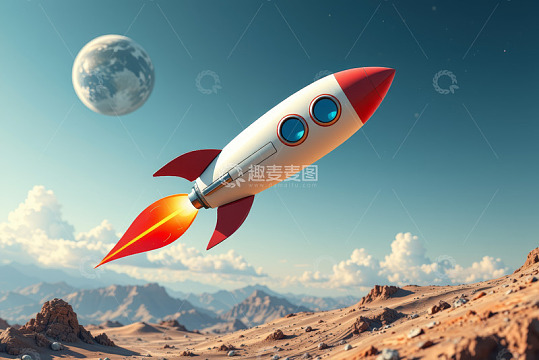 火箭升空飞向地球画面