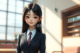 穿着校服的动漫少女室内肖像