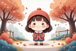 户外秋日女孩站立场景