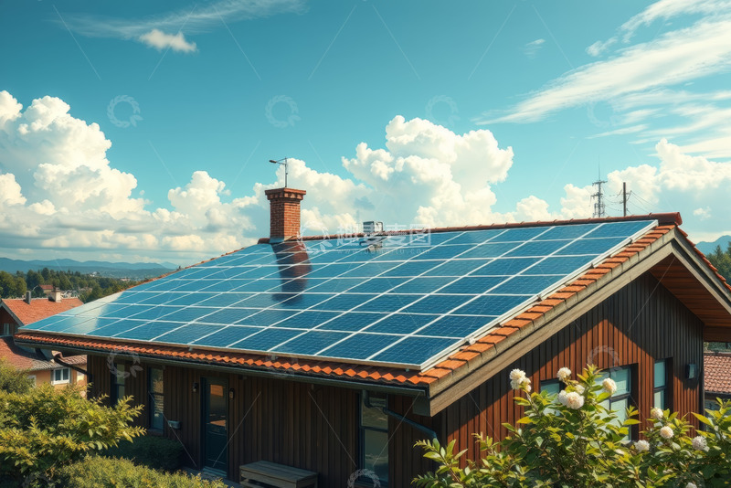 高清大图下载【趣麦麦图】-屋顶安装太阳能光伏面板