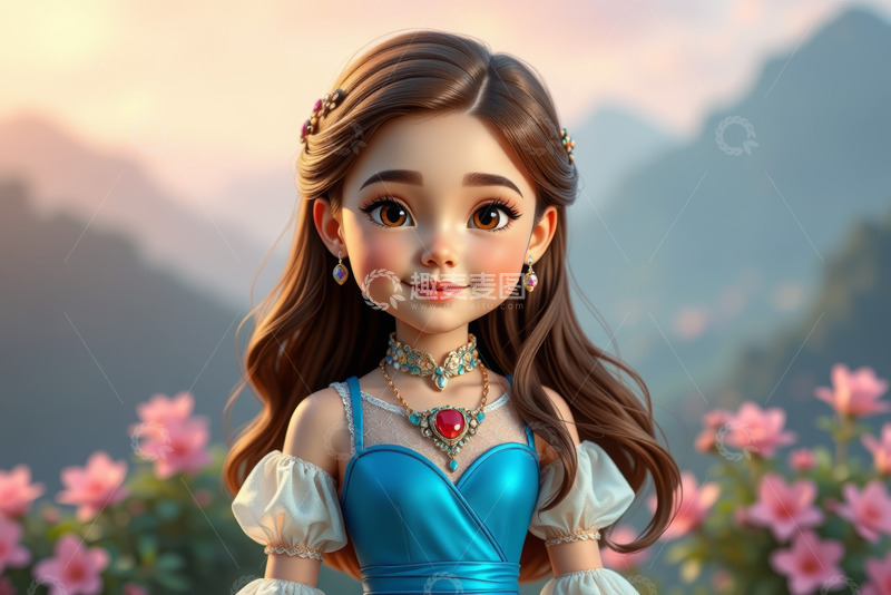 高清大图下载【趣麦麦图】卡通风格女孩户外形象