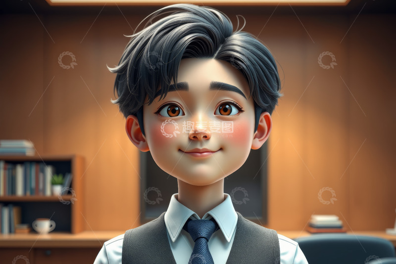 高清大图下载【趣麦麦图】卡通男孩正装肖像